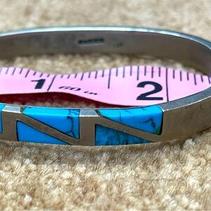 SOLD - Silver and turquoise hinged bracelet
